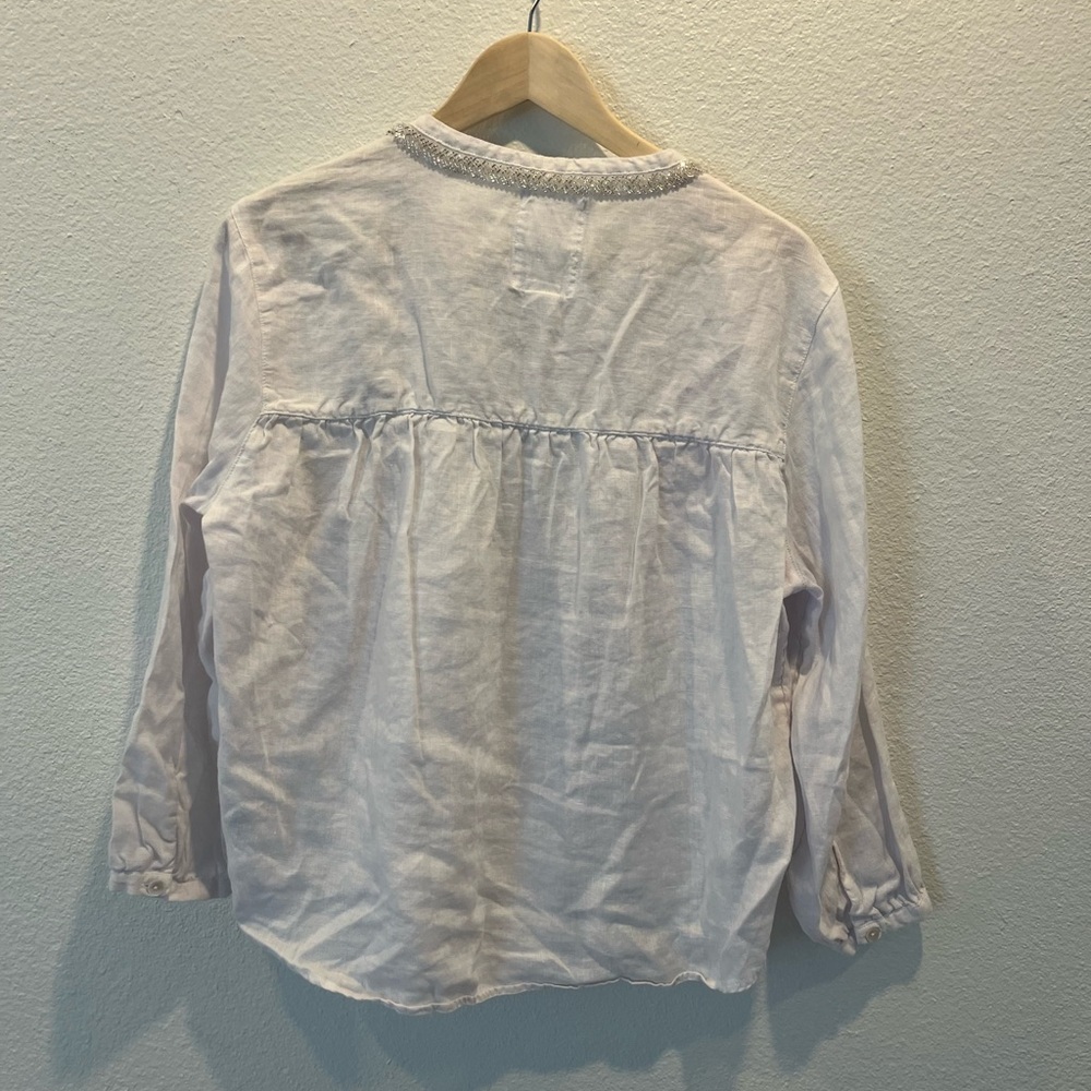 Calypso St. Barth Silver-Trimmed White Linen Shirt - Picture 6 of 10